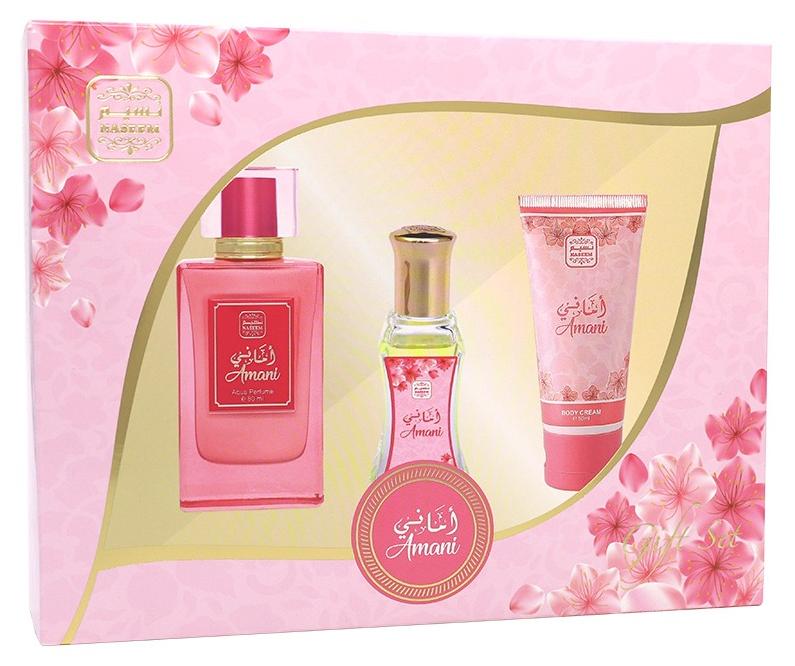 Naseem Amani Women’s Fragrance Gift Set -3pcs (Eau de Parfum, Roll-On & Lotion) - Image 1
