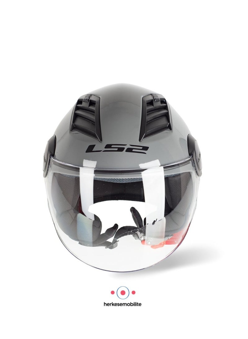LS2 HELMETS - LS2 HELMET OF562 Airflow HALF Face Racing Helmet - Color: Naro Grey - Image 1
