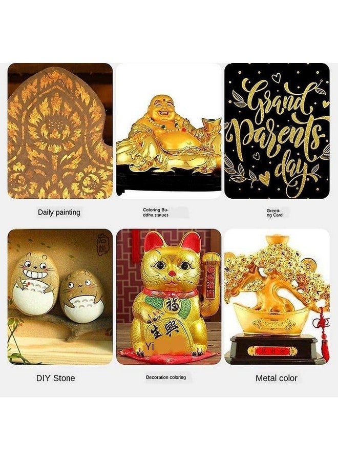 Oytra Metallic Colour Acrylic Paint Set 100 Grams Metal for DIY Art and Craft Shimmer Drop Color Set Glass Wood Wall Rock Car Steel Painting Drawings on Canvas (Gold) - Image 5