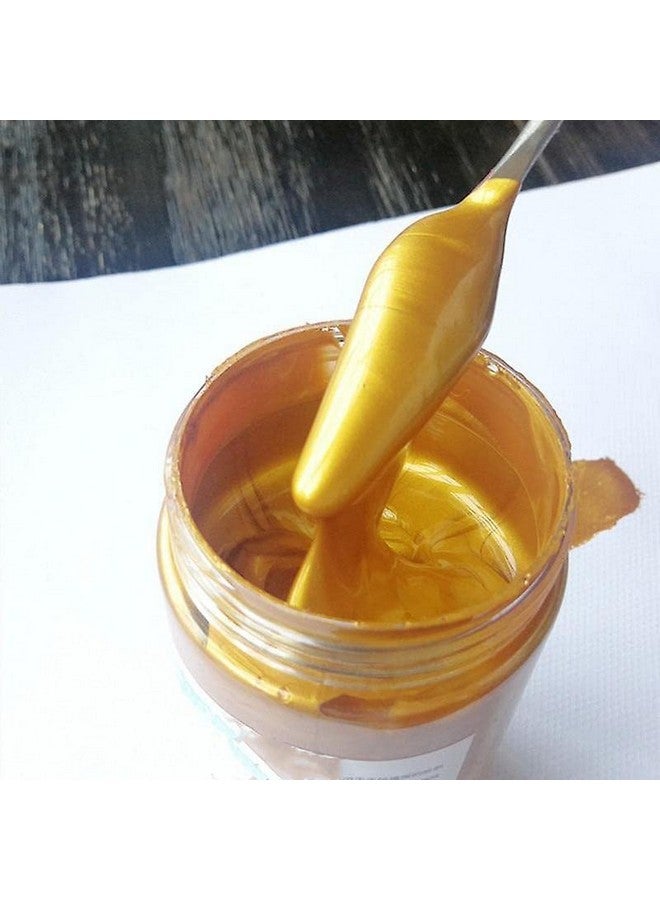 Oytra Metallic Colour Acrylic Paint Set 100 Grams Metal for DIY Art and Craft Shimmer Drop Color Set Glass Wood Wall Rock Car Steel Painting Drawings on Canvas (Gold) - Image 4