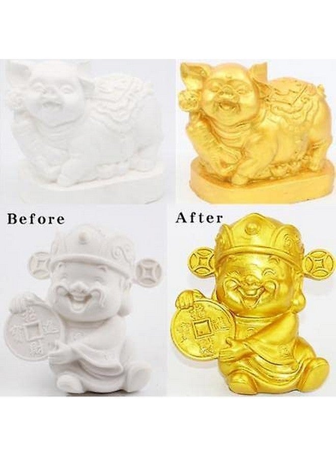 Oytra Metallic Colour Acrylic Paint Set 100 Grams Metal for DIY Art and Craft Shimmer Drop Color Set Glass Wood Wall Rock Car Steel Painting Drawings on Canvas (Gold) - Image 3