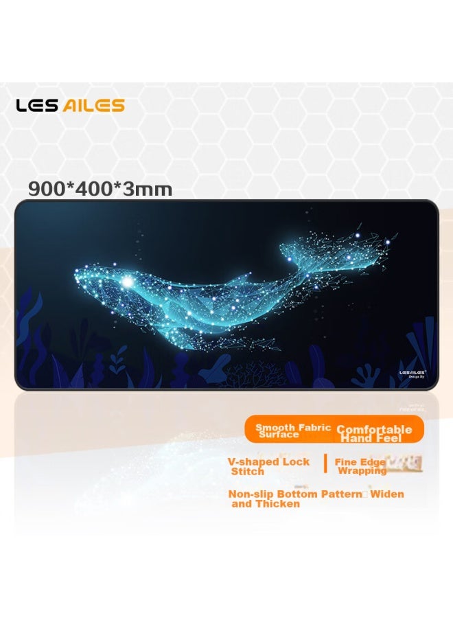 Lesailes Feidun Mouse Pad For Gaming And Office, Solid Color Extra Large Computer Desk Mat, Smooth Woven Edge-banded Thickened Non-slip Base, Whale Fall, 900x400x3mm - Image 1