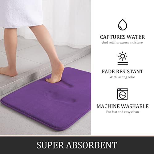 YIHOUSE Bathroom Rug Set 5 Piece, Memory Foam Bath Mat Set, Super Absorbent Bath Mats for Bathroom - Non-Slip & Washable Bath Rugs - Dry Quickly Bath Rugs, Purple - Image 3