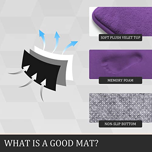 YIHOUSE Bathroom Rug Set 5 Piece, Memory Foam Bath Mat Set, Super Absorbent Bath Mats for Bathroom - Non-Slip & Washable Bath Rugs - Dry Quickly Bath Rugs, Purple - Image 5