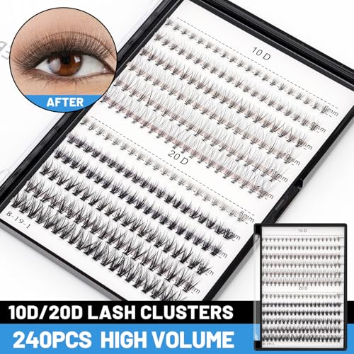 Bodermincer Lash Extension 240pcs C Curl 10D20D Cluster 89101112mm1011121314mm1213141516mm Mixed Individual Cluster Lashes 10D20D 89101112mm and Under Eyelashes - Image 5