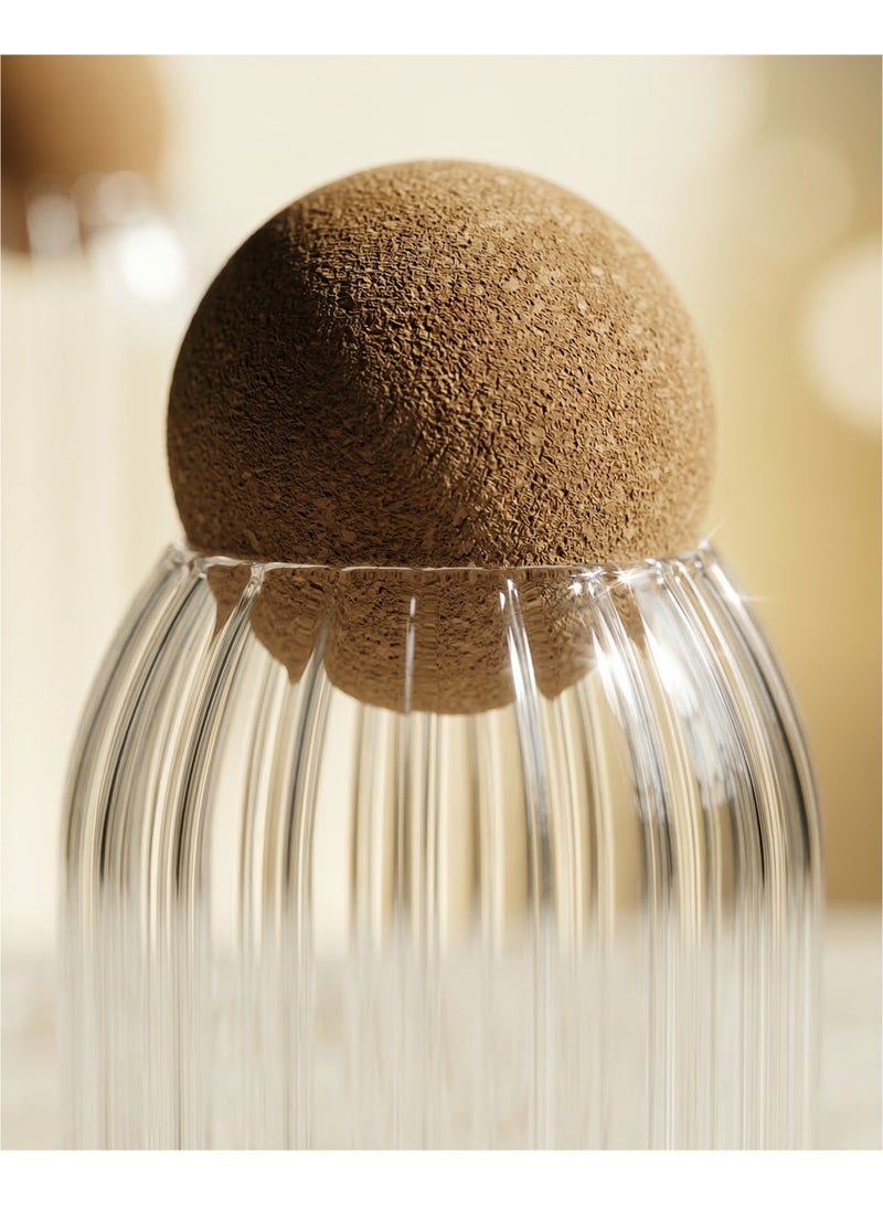 Casa Home Glass Storage Containers Set - 3 pcs - Wooden Ball Lid - Image 2