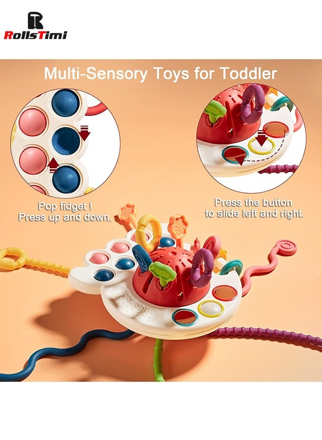 رولستيمي مونتيسوري سحب سلسلة طفل اللعب لمدة 6-12 أشهر ، عضاضة في وقت مبكر التعليمية للطفل ، الأحمر - Image 4