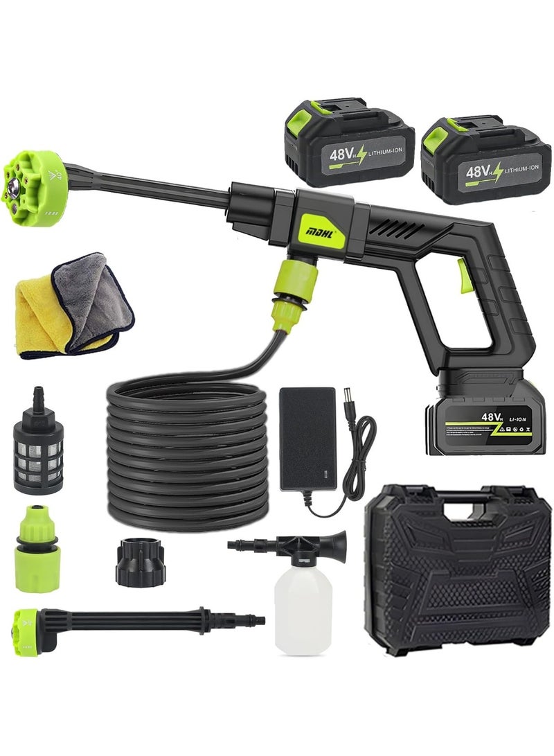 MDHL Cordless Pressure Washer, 48V Portable High Power Washer with 2PCS Battery, 6-in-1 Adjustable Nozzle, Cordless Power Washer with 5m/16.4FT Hose, Electric High Pressure Cleaner for Car, Garden, Floor - Image 1
