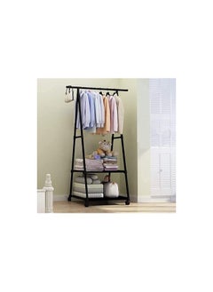 Lukzer Garment Stand Coat Hanging Rack A Shape Hanger with 2 Bottom Shelves Multipurpose Clothes Shoes Blanket Pot Holding Standing Shelf  - Image 1