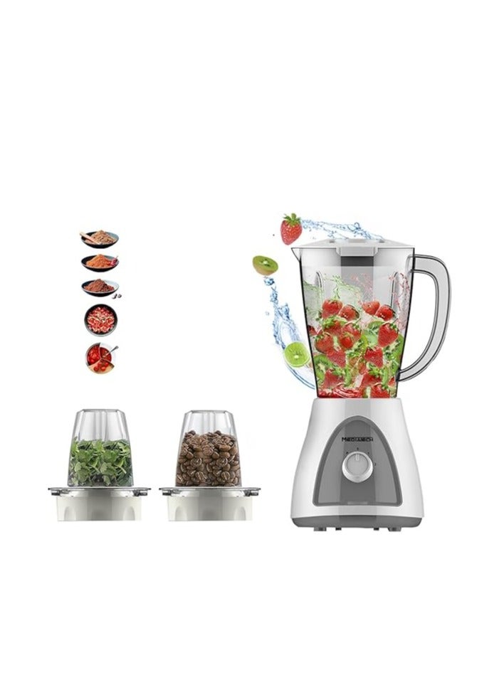 Mediatech Smoothie Blender maker, 400 Watt, 1.5L ,  Copper Motor,Grinder and Grater , 2 speed + Pluse Function, Ice  Crush Function Stainless Steel blades, MT-B16 Grey - Image 4