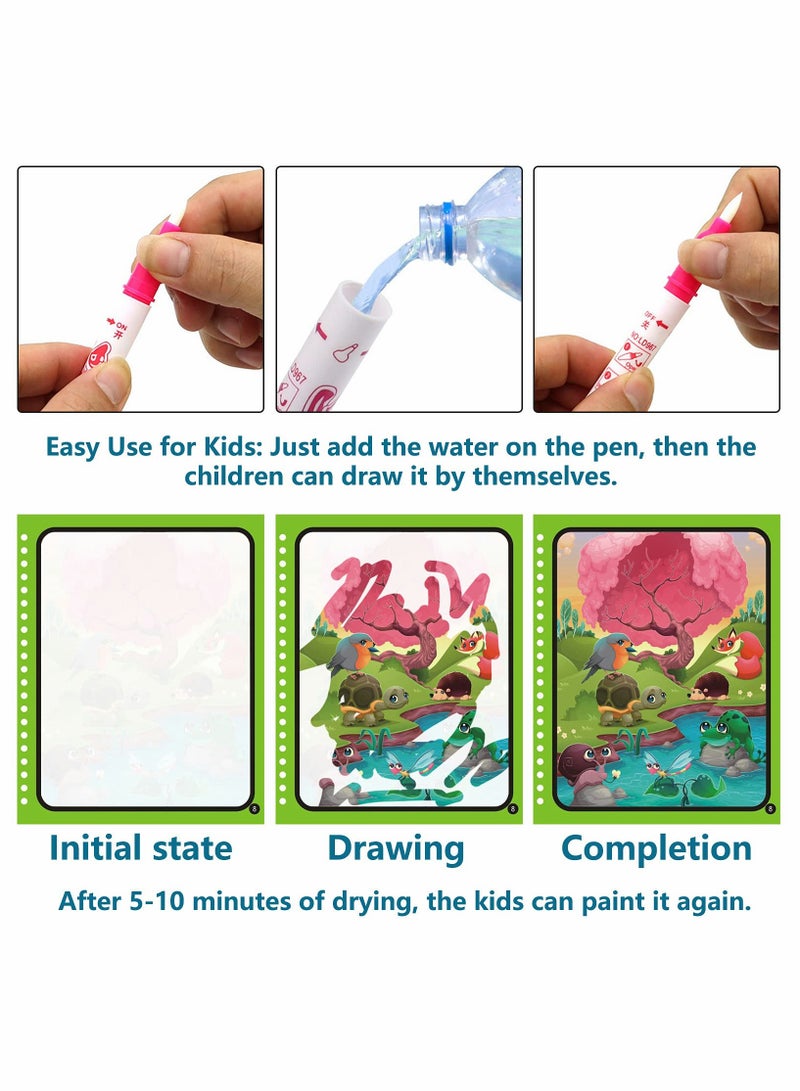 SOLARAE Mess-Free Water Reveal Coloring Book for Kids - Reusable Activity Pad with Magic Pen, Educational Drawing Toy for Creative Fun and Learning - Image 4