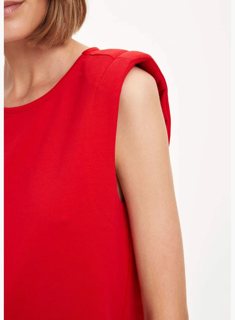 ديفاكتو Basic Sleeveless Dress with Shoulderpads