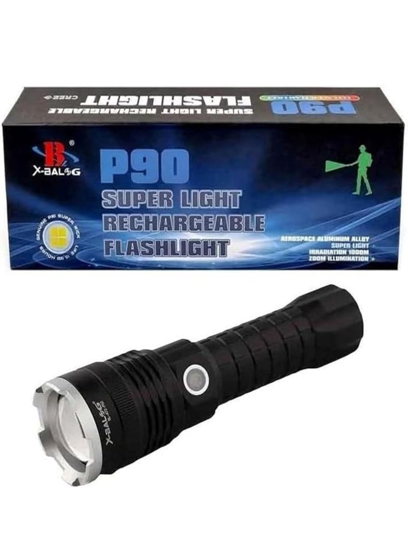 Generic Rechargeable LED Torch – 30000 Lumens Super Bright Tactical Flashlight – Zoomable Waterproof Outdoor Torch – High-Power LED Light for Camping, Hiking, Fishing – Energy Class A  - Image 3