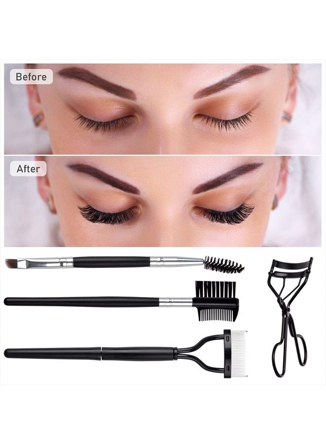 EBANKU Eyelash Comb Brush Tools EBANKU 4pcs Eyebrow Brush Comb Eyelashes Curler Lash Separator Tool Double Ended Professional Eye Brow Spoolie Brushes for Makeup Grooming (Black) - Image 5