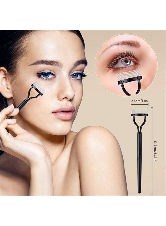 EBANKU Eyelash Comb Brush Tools EBANKU 4pcs Eyebrow Brush Comb Eyelashes Curler Lash Separator Tool Double Ended Professional Eye Brow Spoolie Brushes for Makeup Grooming (Black) - Image 2