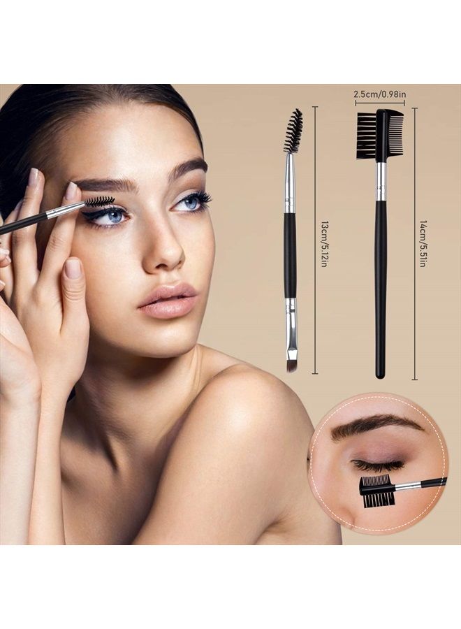EBANKU Eyelash Comb Brush Tools EBANKU 4pcs Eyebrow Brush Comb Eyelashes Curler Lash Separator Tool Double Ended Professional Eye Brow Spoolie Brushes for Makeup Grooming (Black) - Image 4
