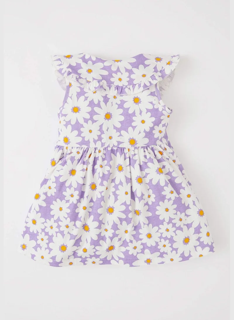 DeFacto Regular Fit Sleeveless Daisy Print Mini Dress