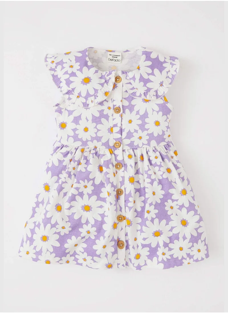 DeFacto Regular Fit Sleeveless Daisy Print Mini Dress