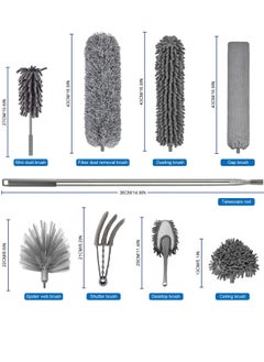 HomarKet 9pcs Microfiber Dusters Duster with Stainless Steel Extension Pole 30 to 100 inch, Washable Dusters Bendable Extendable Long Feather Duster for Cleaning Fan High Ceiling Blinds Furniture and Cars  - Image 3
