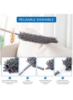 HomarKet 9pcs Microfiber Dusters Duster with Stainless Steel Extension Pole 30 to 100 inch, Washable Dusters Bendable Extendable Long Feather Duster for Cleaning Fan High Ceiling Blinds Furniture and Cars  - Image 4