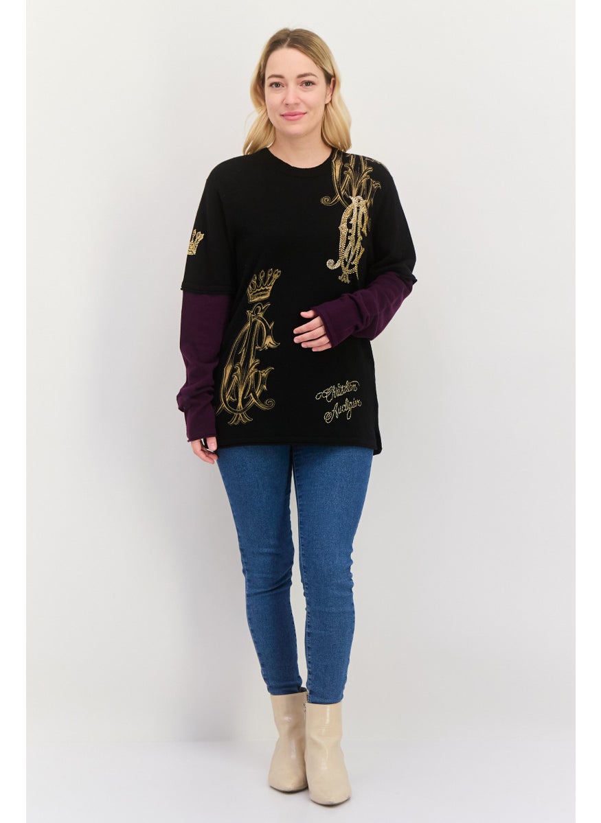 CHRISTIAN AUDIGIER Women Round Neck Embellished Sweater, Black  - Image 2
