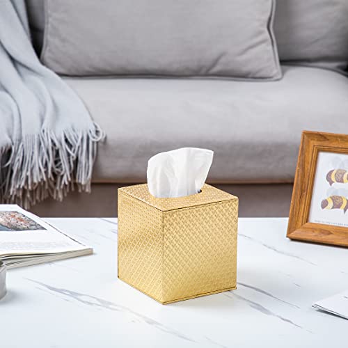 SUNYUROU Gold Tissue Box Cover,Tissue Box Cover Square,Gold Tissue Box Holders,Tissue Holder for Bathroom Accessories,Bathroom Tissue Holders - Image 3