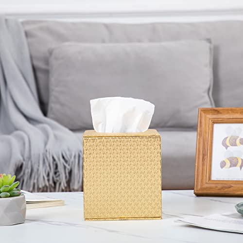 SUNYUROU Gold Tissue Box Cover,Tissue Box Cover Square,Gold Tissue Box Holders,Tissue Holder for Bathroom Accessories,Bathroom Tissue Holders - Image 2