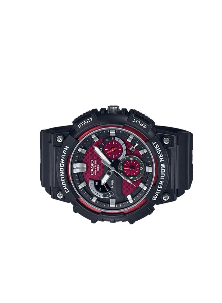 CASIO ساعة كرونوغراف مقاومة للماء للرجال بقرص أحمر MCW-200H-4AVDF - Image 3