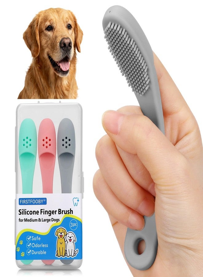 Firstfooby 3pcs Dog Finger Toothbrush, Cat Chin Brush with Food-Grade Silicone, Dog Tooth Brushing Kit, Silicone Cleaning Brush for Pet Dental Care - Image 1