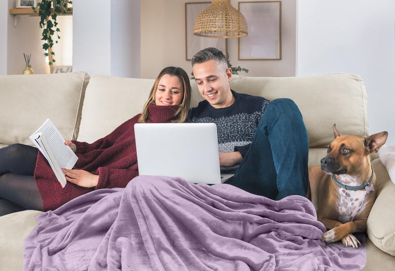 Utopia Bedding Fleece Blanket Queen Size Lilac 300GSM Luxury Fuzzy Soft Anti-Static Microfiber Bed Blanket (90x90 Inch) - Image 5