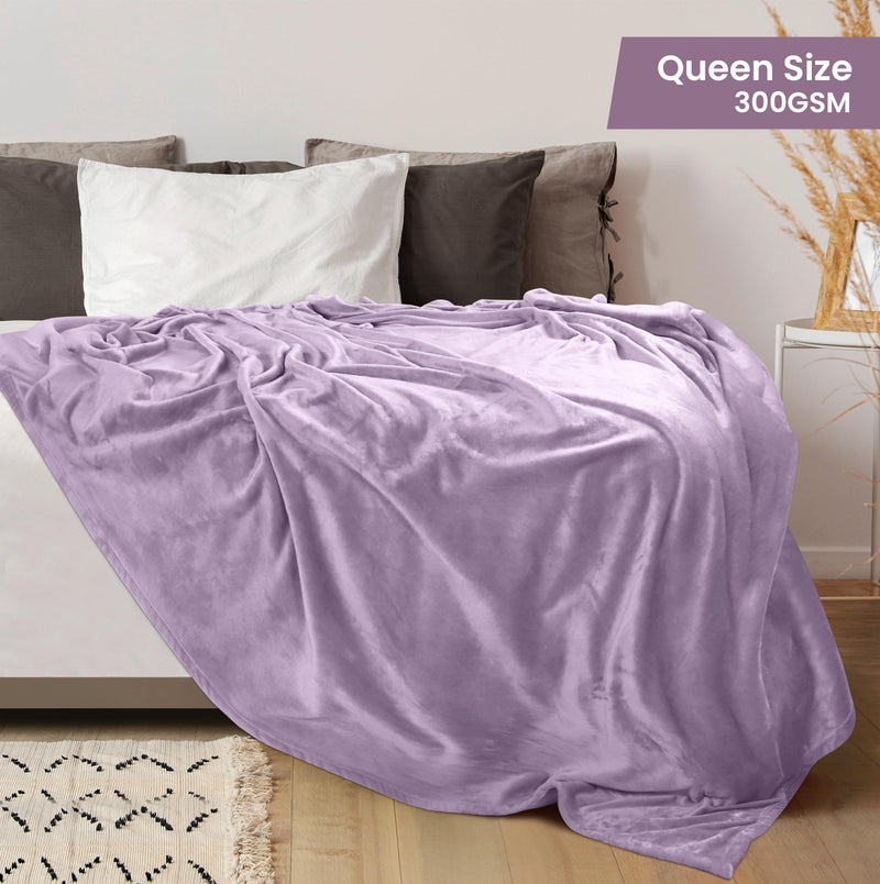Utopia Bedding Fleece Blanket Queen Size Lilac 300GSM Luxury Fuzzy Soft Anti-Static Microfiber Bed Blanket (90x90 Inch) - Image 2