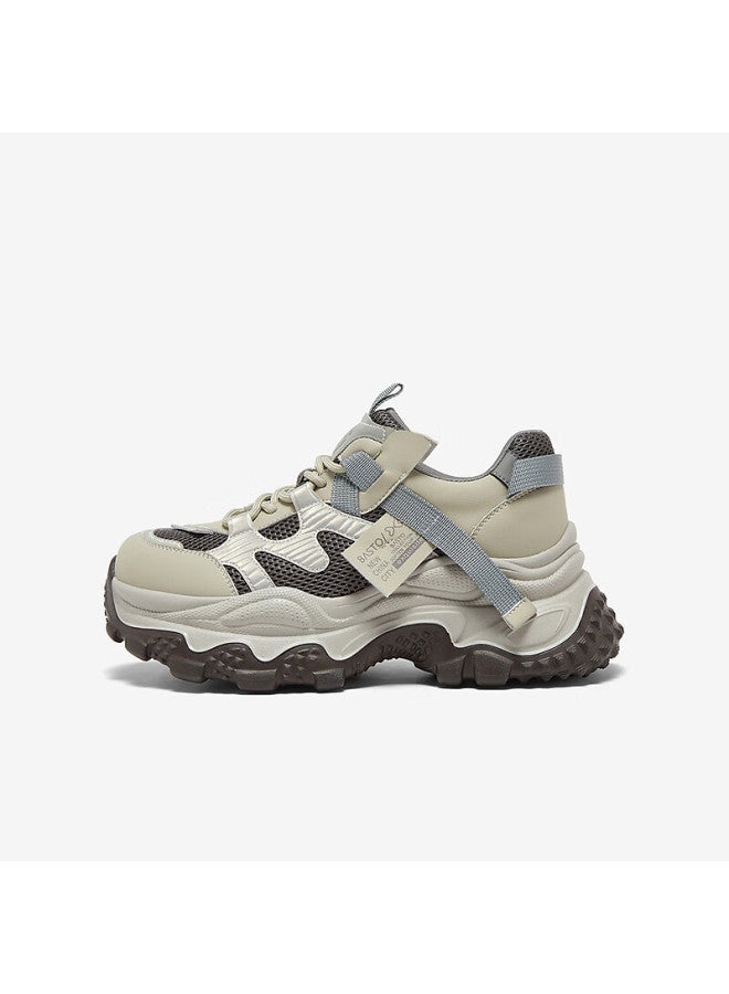 Basto 26 Spring Dad Sneakers Fashion Thick Sole Height Increasing Women's Casual Shoes B6091am6 Gray/light Gold Size 39 - Image 1