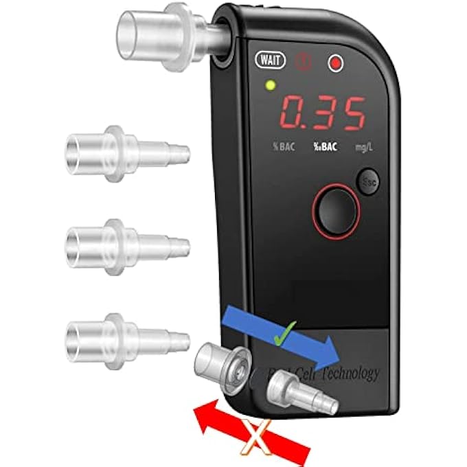 rayihni Portable Breathalyzer with Electrochemical Sensor Fuel Cells with Iridescent Light, Suction Mouthpieces + Eject Button. Low Power and Last 350 Tests - Image 1