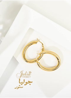 Julia Store 18K Gold Plated Large Thick Big Hoop Earrings  - Image 1