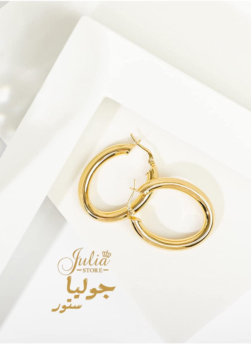 Julia Store 18K Gold Plated Large Thick Big Hoop Earrings  - Image 1
