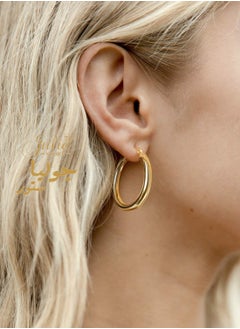 Julia Store 18K Gold Plated Large Thick Big Hoop Earrings  - Image 4