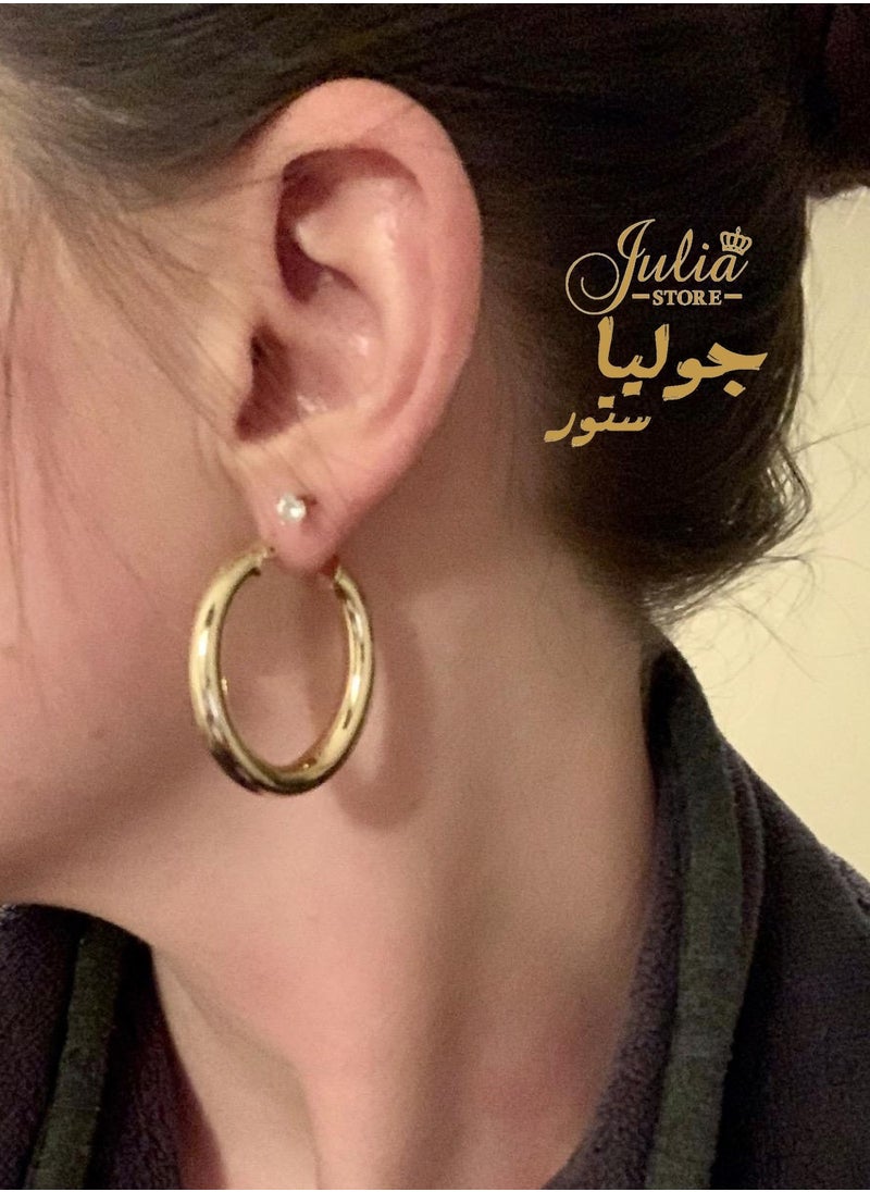 Julia Store 18K Gold Plated Large Thick Big Hoop Earrings  - Image 5
