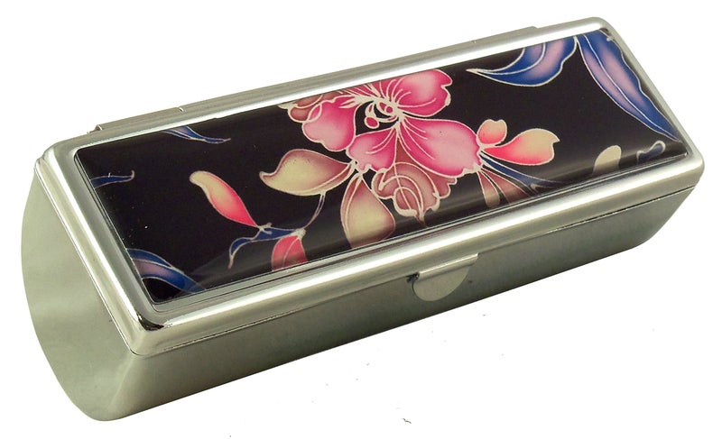 Houder Designer Lipstick Case with Mirror for Purse - Decorative Lipstick Holder with Gift Box - Velvet Lined - Protect Your Lipsticks in Style (Orchids) - Image 2