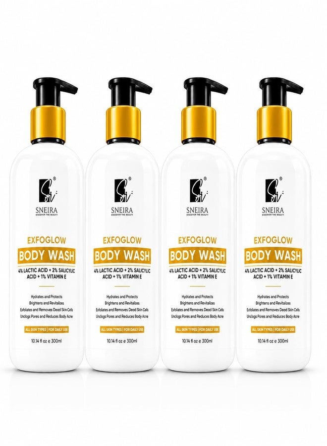 SNEIRA EXFOGLOW Body Wash 1200 ml, 4% Lactic Acid, 2% Salicylic Acid, 1% Vitamin E, Prevents Body Acne, Bumpy skin Paraben & SLS Free, Exfoliating Shower Gel for All Skin Types Dry, Rough , Women & Men - Image 1
