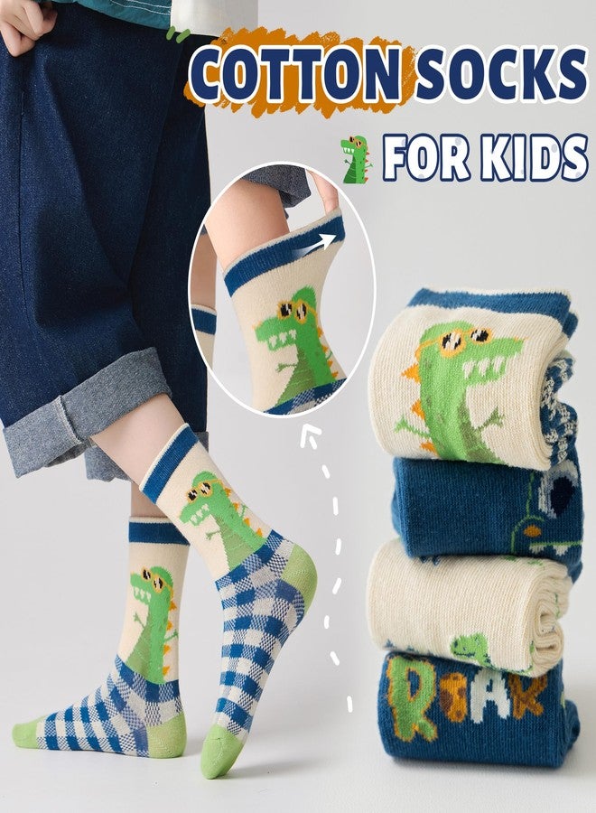 Eocom Baby Boys Socks Kids Toddlers Funny Cartoon Car Dinosaur Crew Breathable Cotton Gift Socks 10 Pairs(10 Pairs Dinosaur,3-5T) - Image 3