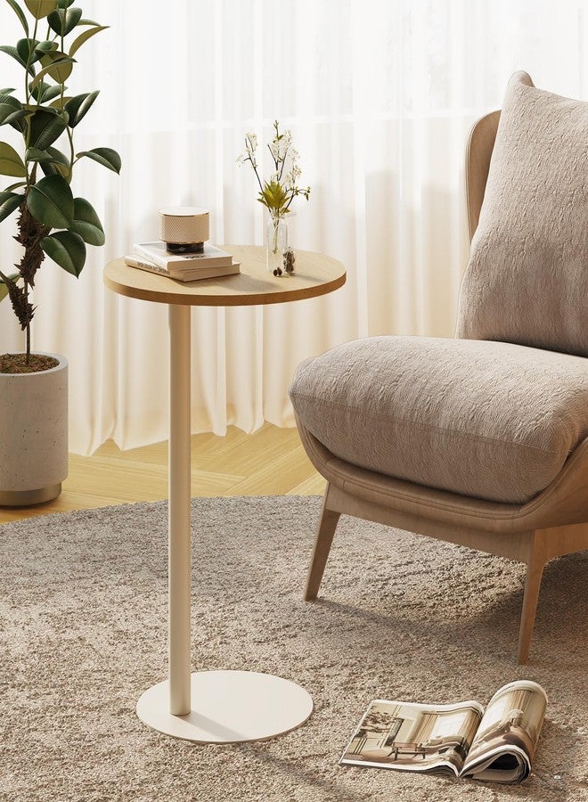 Katrawu C Shaped Round End Table, Small Side Table for Couch,Tv Trays for Eating,Snack Sofa Tray Table with Metal Leg for Living Room, Bedroom, Bedside,and Office (Rustic Oak) - Image 5