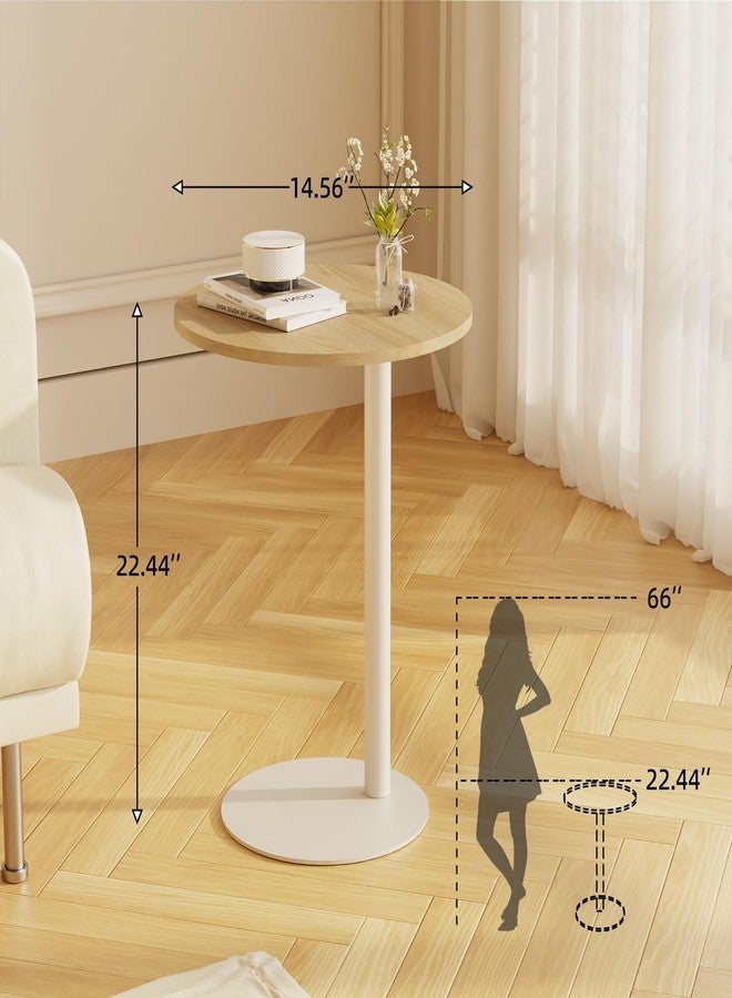 Katrawu C Shaped Round End Table, Small Side Table for Couch,Tv Trays for Eating,Snack Sofa Tray Table with Metal Leg for Living Room, Bedroom, Bedside,and Office (Rustic Oak) - Image 3