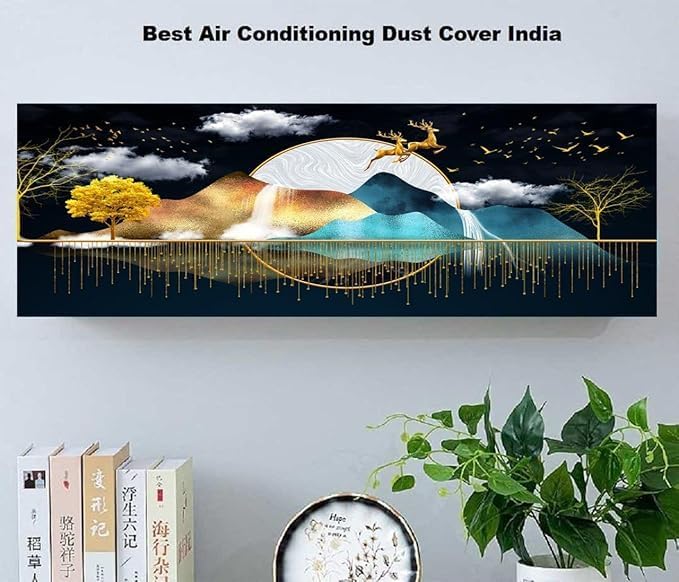 SHREESHANN Printed Color Air Conditioning Dust Cover Waterproof Folding AC Covers for Split for 1.5 ton Indoor Unit (Pack Of 2) (Golden Sunset & Thinking Works) - Image 4