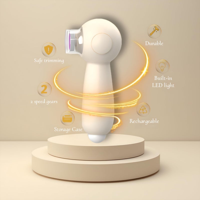 Luckam Baby Nail Trimmer Electric,  Baby Nail Clippers, Safe and Silent Baby Nail File Rechargeable, Nail Kit Set for Baby Nail Care with 6 Buffer Pads, Storage Case and Light, for Toddler or Adults - Image 5