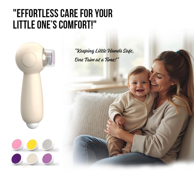 Luckam Baby Nail Trimmer Electric,  Baby Nail Clippers, Safe and Silent Baby Nail File Rechargeable, Nail Kit Set for Baby Nail Care with 6 Buffer Pads, Storage Case and Light, for Toddler or Adults - Image 4