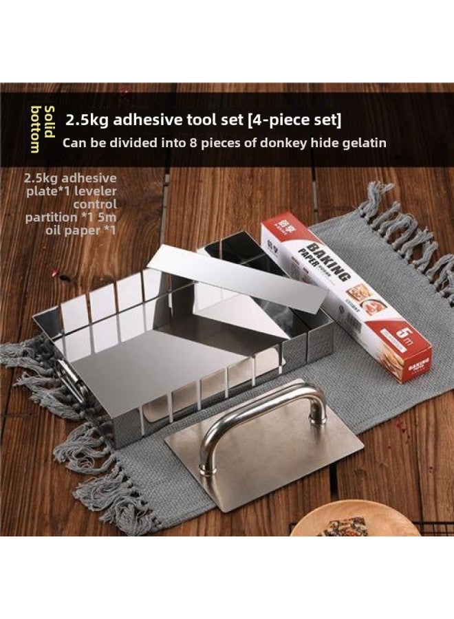 Making Donkey-hide Gelatin Cake Mold Plate For Shaping A Complete Set Of Making Tools, Paste Grinding Tools, Cutting Boxes, Baking Pressure Plate Flattener-Specifications:Solid Bottom 2.5kg Rubber Tool Set Of 4 Pieces - Image 1
