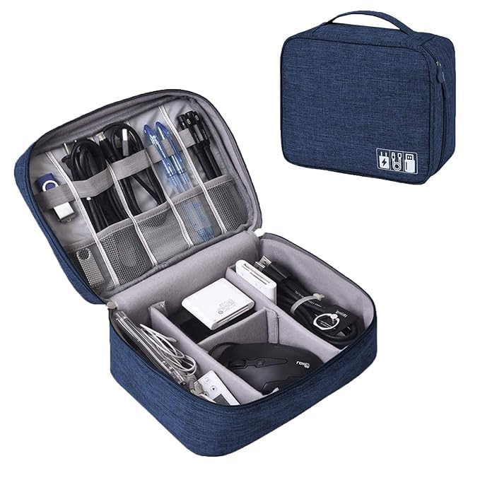 Wish key Waterproof Travel Gadget Bag with Foam Padding - Cable Organisers, Accessories Organizer, Gadget Organizer for Electronics, Cables, Chargers, Hard Disk, Power Bank-Blue by - Image 1