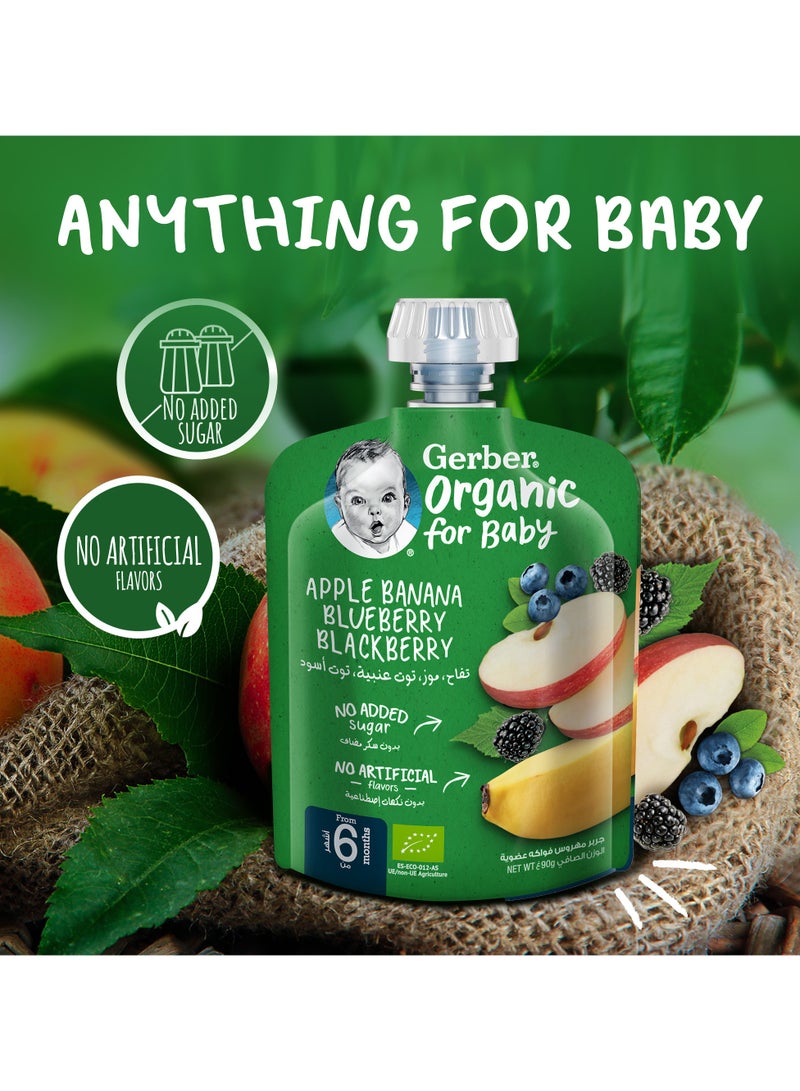 Gerber Organic Puree Pouch In Apple Banana Blueberry Blackberry 7 x 90g  - Image 2
