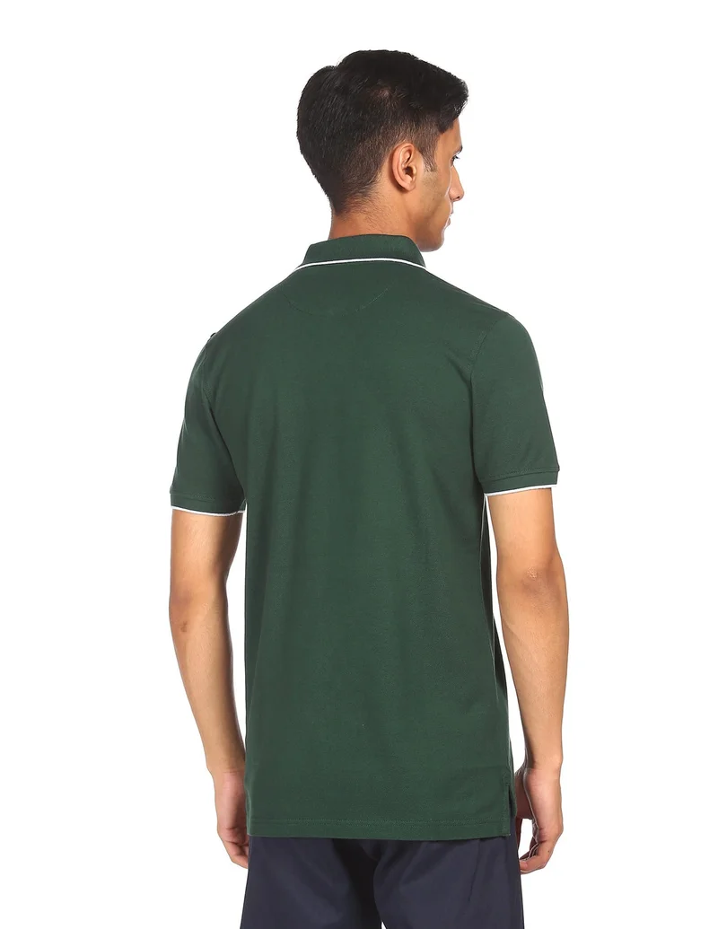 Arrow Dark Green Tipped Pique Polo Shirt for Men | Best Price UAE