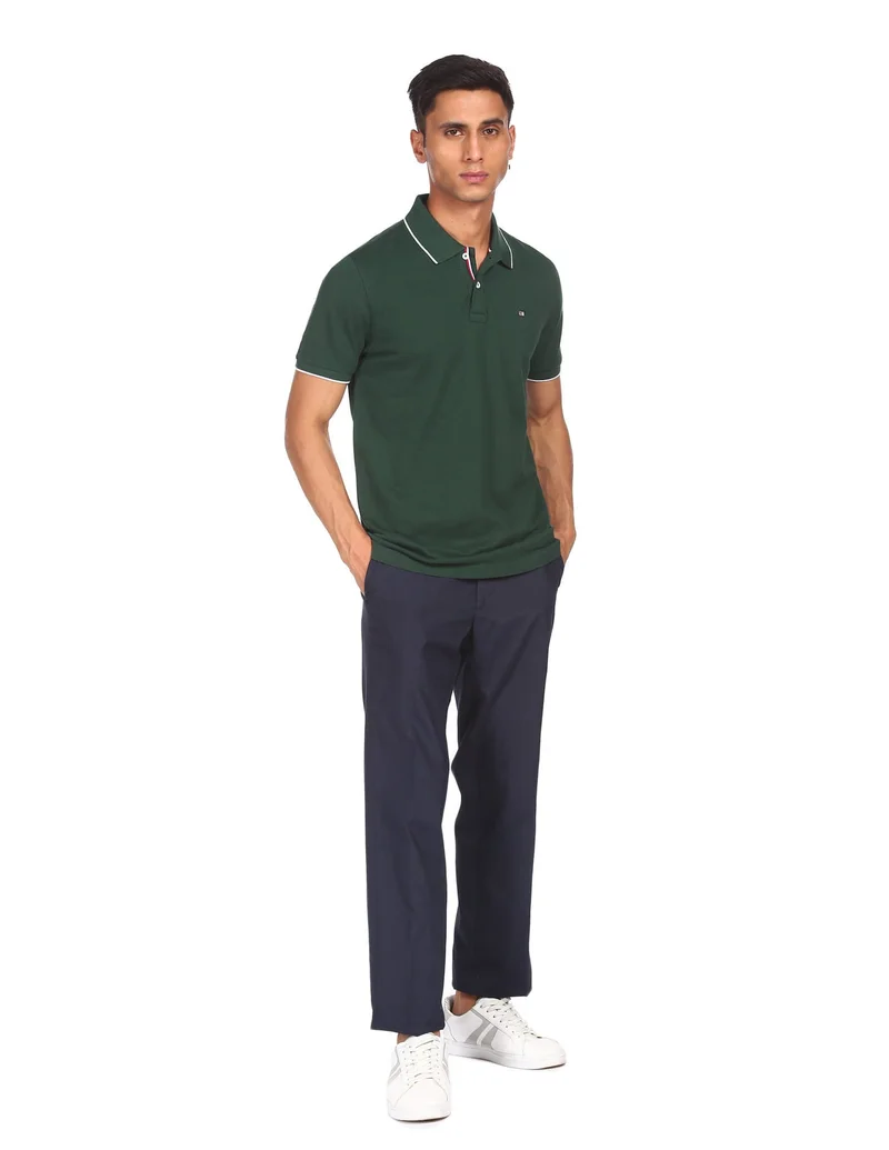 Arrow Dark Green Tipped Pique Polo Shirt for Men | Best Price UAE
